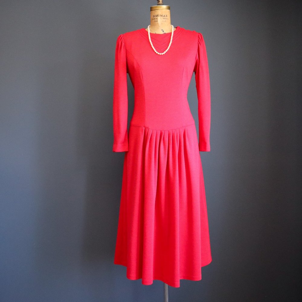 80's Wool Blend Long Sleeve Midi Dress by Lanz Originals